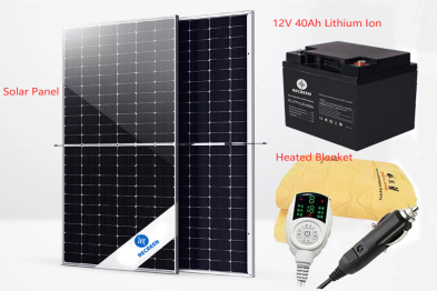 Solar Kit With Lithium Ion Battery To Power Heated Blanket To Heat Up This Winter